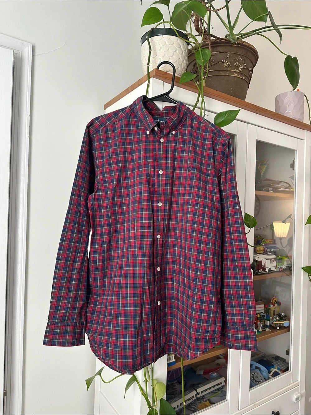 Ralph Lauren Red and Green Plaid Button-Down Shirt